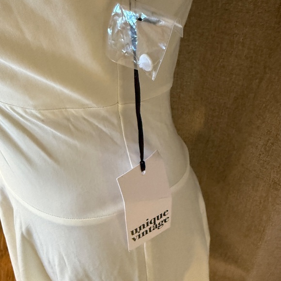 NWT Unique Vintage Ivory Delores Swing Dress Sleeves Retro Rockabilly Wedding L - Picture 7 of 13